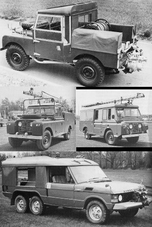 Various Land Rover fire engines