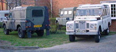 3 Land Rovers at the Gowler-Collins Residency